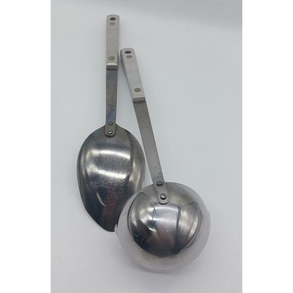 Vintage Ace Soup Ladle Serving Spoon Light Gray Handle Lot of 2 Stainless USA - Picture 7 of 9